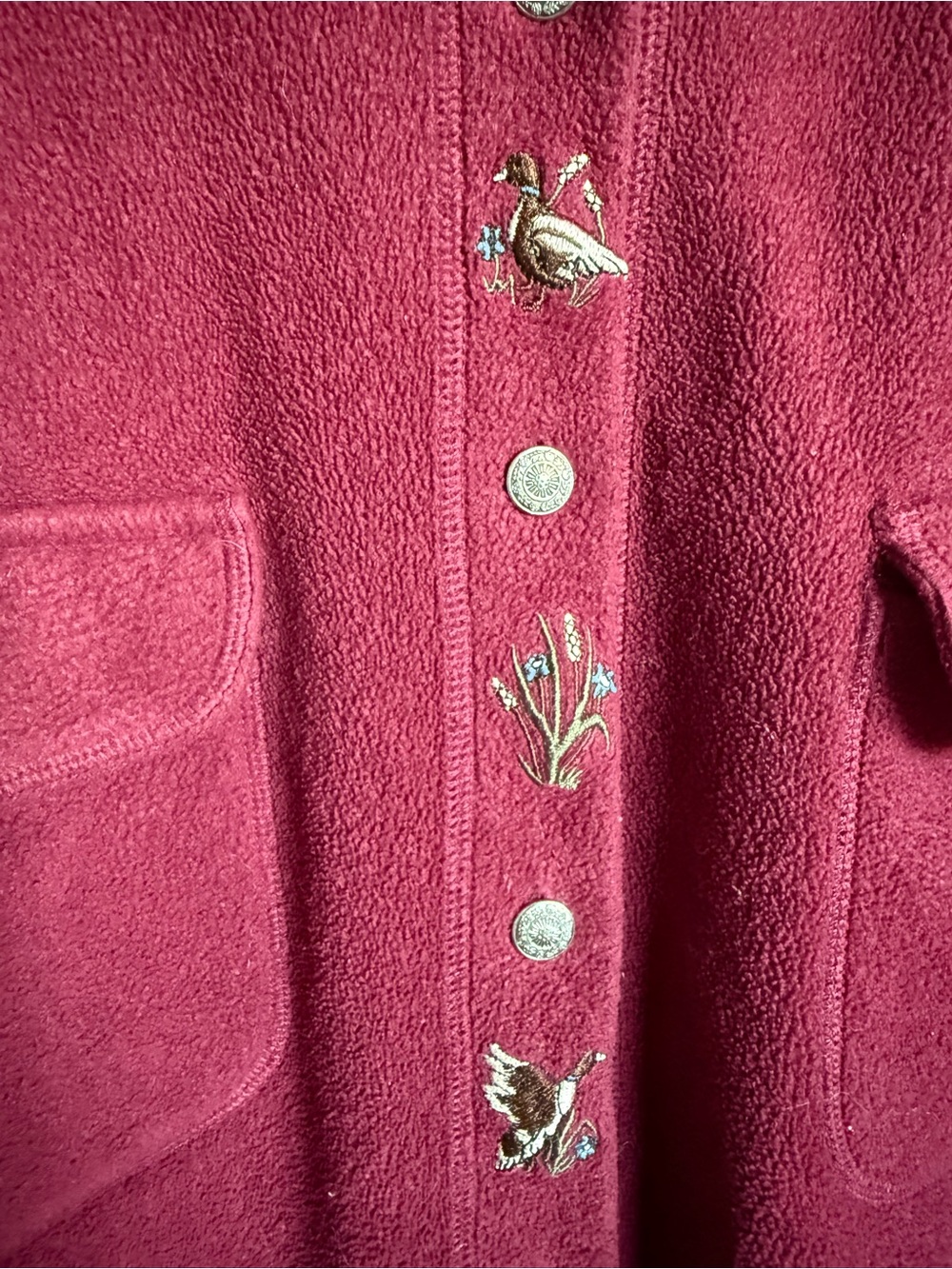 RARE Vintage Duck Embroidered Fleece Button Up - Cap Nord Large